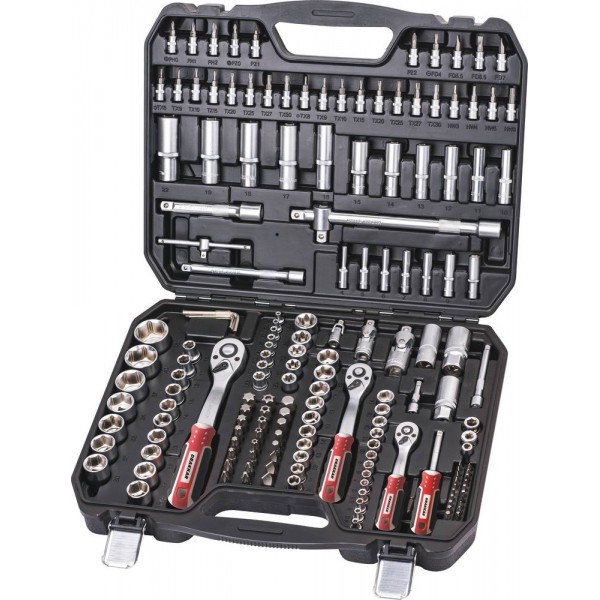 Conjunto de roquetes 1/4" 3/8" 1/2" - 171 un.