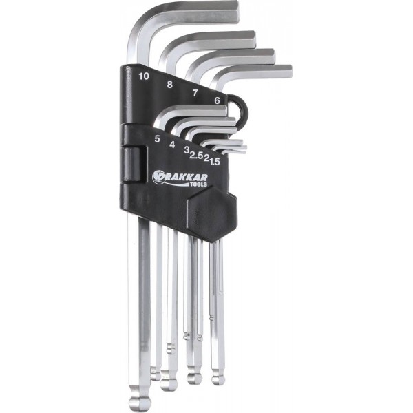 Chaves macho longas hexagonais angulares de 1,5 a 10 mm - caixa giratória com 10 peças