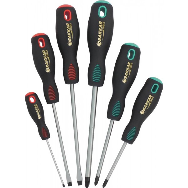 Chave de fenda e Pozidriv® - caixa com 6 peças