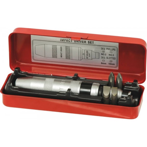 Chave de fenda de impacto + 4 pontas - caixa metálica