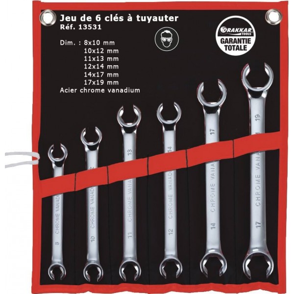 Chaves para tubos de 8x10 a 17x19mm - saco de 6 unidades