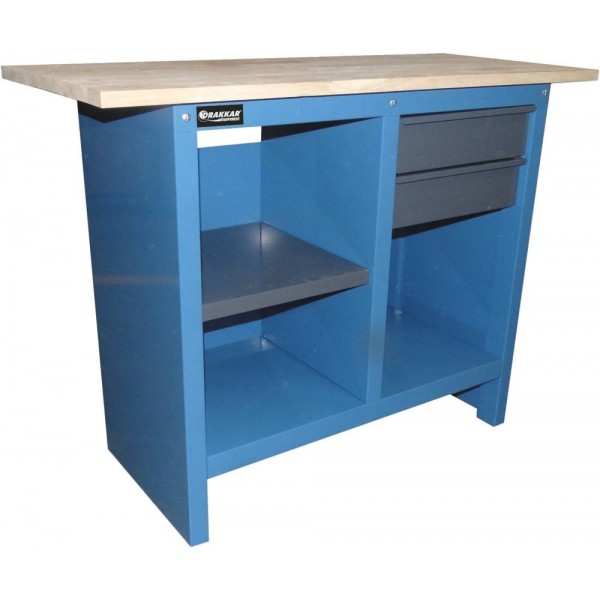 Bancada de madeira com 2 gavetas e 3 prateleiras 1120x500mm 500kg