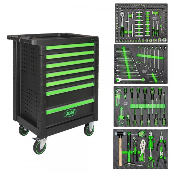 CARRINHO DE FERRAMENTAS COM 7 GAVETAS - VERDE