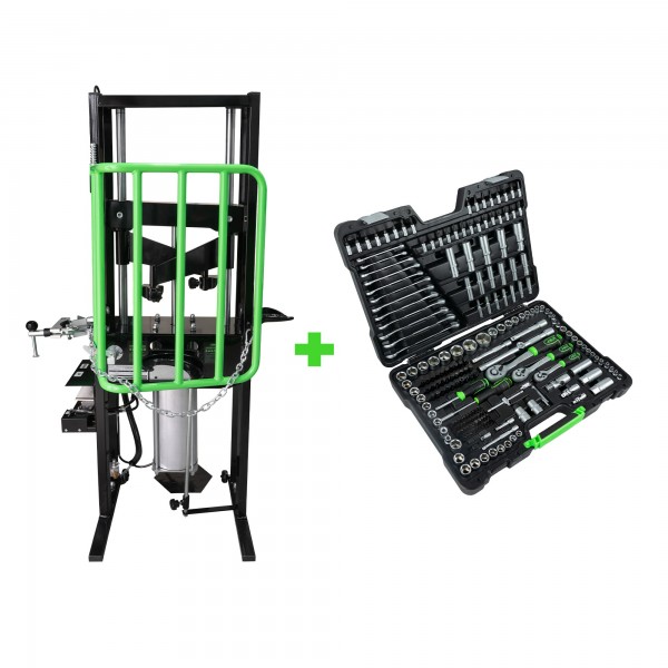 COMPRESSOR DE MOLA DE AMORTECEDOR PNEUMÁTICO 1T + CAIXA DE FERRAMENTAS DE 216 PEÇAS