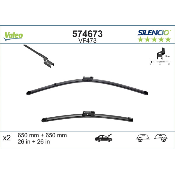VALEO Escova do limpa-vidros SILENCIO FLAT BLADE SET VF473