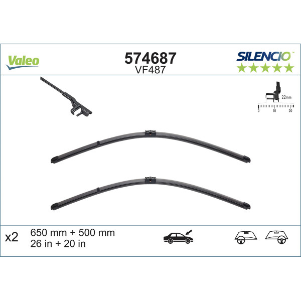 VALEO Escova do limpa-vidros SILENCIO FLAT BLADE SET VF487