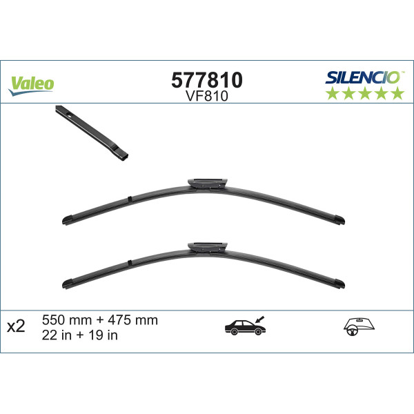 VALEO Escova do limpa-vidros SILENCIO FLAT BLADE SET VF810