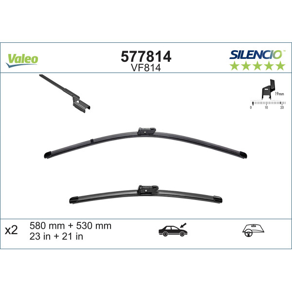 VALEO Escova do limpa-vidros SILENCIO FLAT BLADE SET VF814