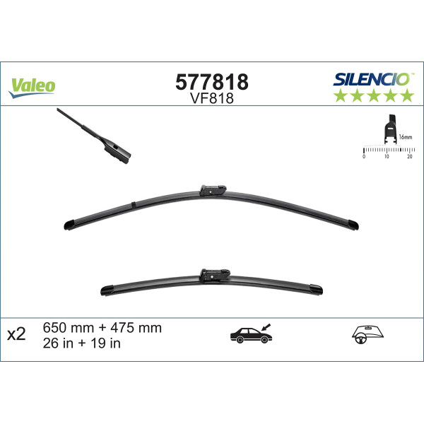 VALEO Escova do limpa-vidros SILENCIO FLAT BLADE SET VF818