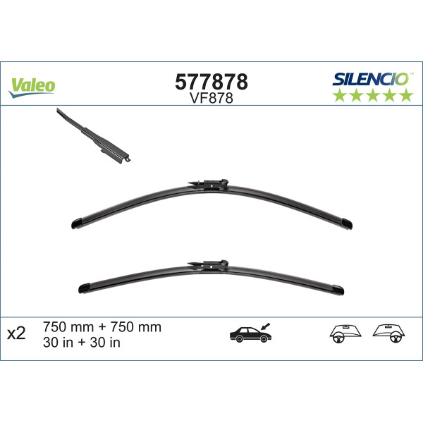 VALEO Escova do limpa-vidros SILENCIO FLAT BLADE SET VF878