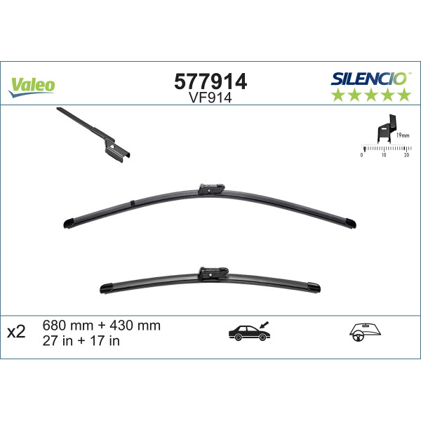 VALEO Escova do limpa-vidros SILENCIO FLAT BLADE SET VF914
