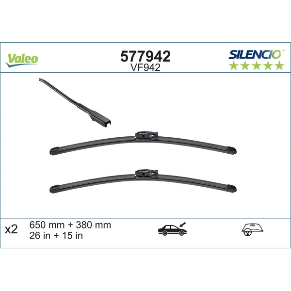 VALEO Escova do limpa-vidros SILENCIO FLAT BLADE SET VF942