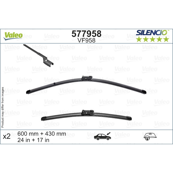 VALEO Escova do limpa-vidros SILENCIO FLAT BLADE SET VF958