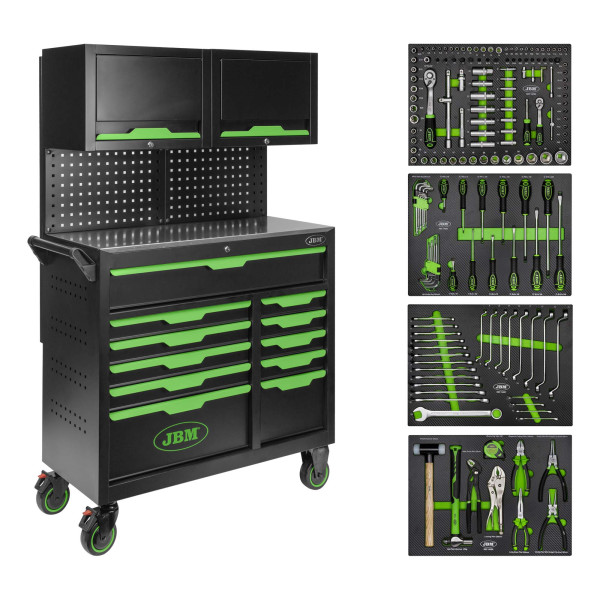 CARRO DE FERRAMENTAS 11 GAVETAS COM PAINÉIS E ARMÁRIOS - MONTADO
