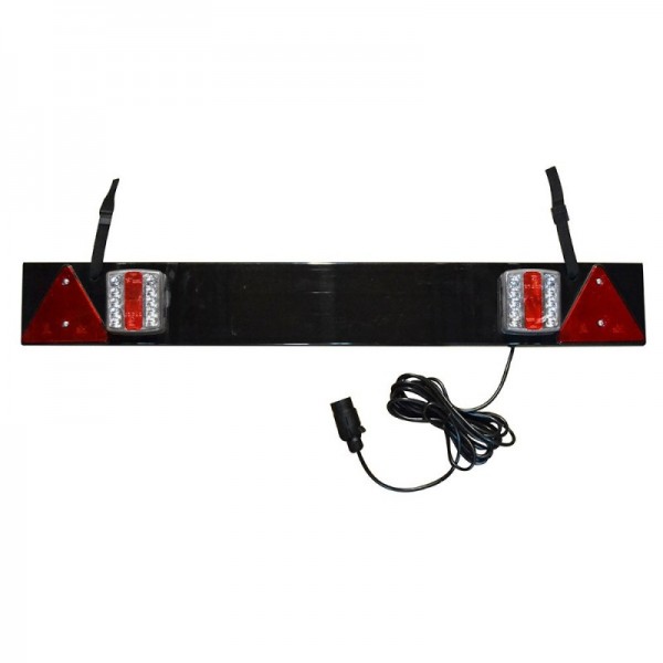 BARRA DE SINALIZAÇÃO PARA REBOQUE DE 1.100X140MM COM 2 FAROLINS LED, 2 TRIÂNGULOS